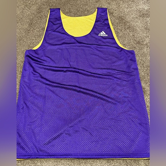 MINT ADIDAS REVERSIBLE MESH JERSEY TANK TOP LA LAKERS OR VIKINGS YELLOW & PURPLE - Picture 7 of 12